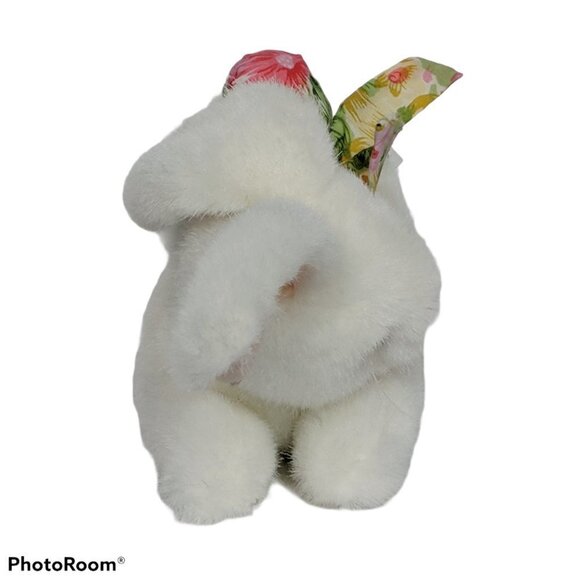White Easter Bunny Rabbit Plush Bow 10.5 Inch - Picture 4 of 5
